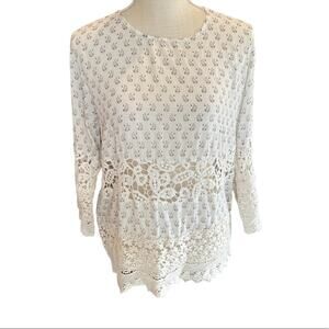 French connection boho tunic top with lace inset. Size 2